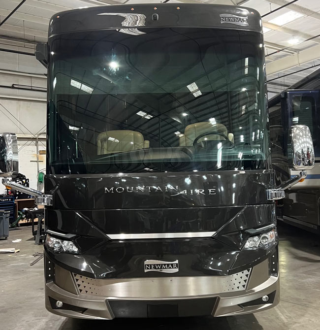 A Newmar Mountain Aire RV windshield replaced in Lakeland, Florida by RV Specialty Care