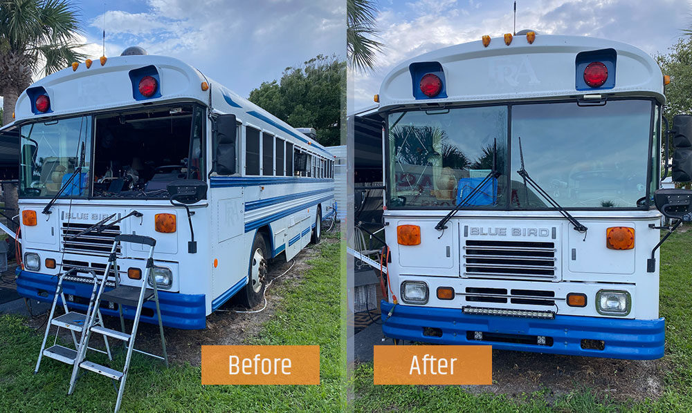 RV bus window replacement